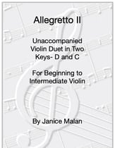 Allegretto II , unaccompanied violin duet in two keys P.O.D cover
